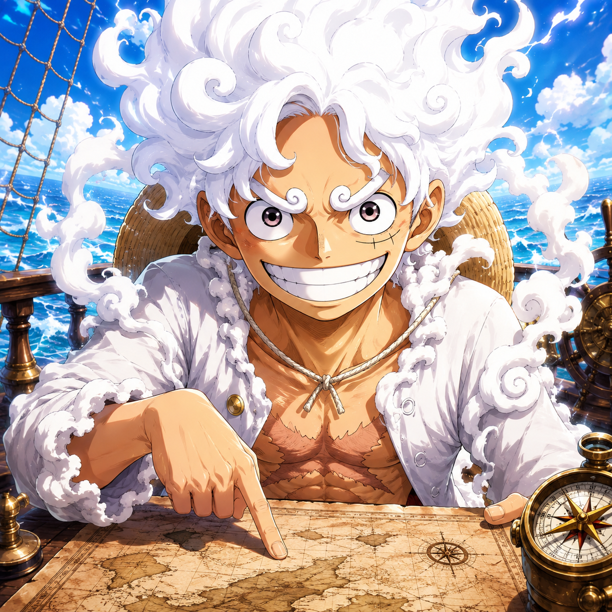 LUFFY GEAR 5, representação de 隊 °azama